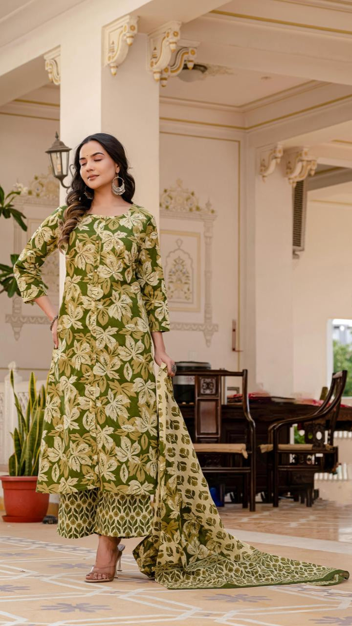 Floral Printed Cotton Suit Sets for Women – Stylish Ethnic Wear with Dupatta